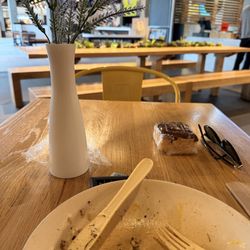 Modern Market Eatery - Nutella rice crispy treat and mostly eaten Aleppo Steak Bowl