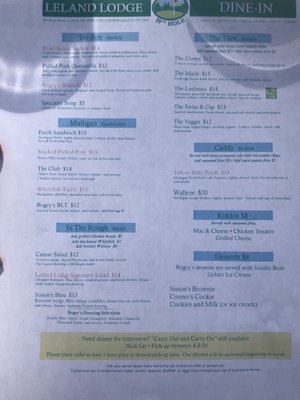 Menu photo 1 The Leland Lodge Leland, MI Menu photo 1 The Leland Lodge Leland, MI