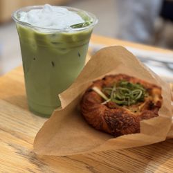 Juniper - Iced Matcha Banana Latte and Kimchi Bacon Danish