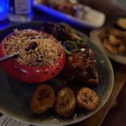 Ma Petite Jamaica - Jerk Chicken, plantains, and rice & peas