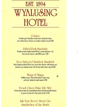 Wyalusing Hotel - Menu 7 - Hotels Near Me - Wyalusing, Pennsylvania Wyalusing Hotel - Menu 7 - Hotels Near Me - Wyalusing, Pennsylvania