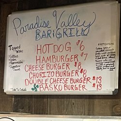 Paradise Valley Bar & Grill - The menu- the chorizo burger was delicious