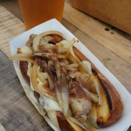 Eugene's Sausage and a beer