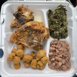 Shirley's Soul Food Cafe - Fried Chicken Beans Fried Okra Turnip Greens