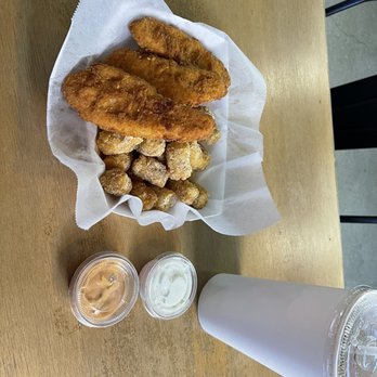 Potato Corner - Chicken tender meal with sour cream coated tater tots and a Coke Zero - Fast Food Near Me - Rancho Cucamonga, California