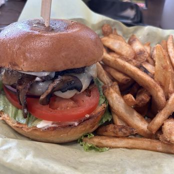 Midtown Grill - The wife has the bacon swish with mushroom - Burgers Near Me - Yuba City, California