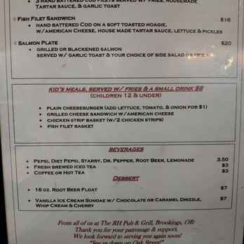 RH Pub & Grill - Jan 2026 - Menu (7 of 7) - Pubs Near Me - Brookings, Oregon
