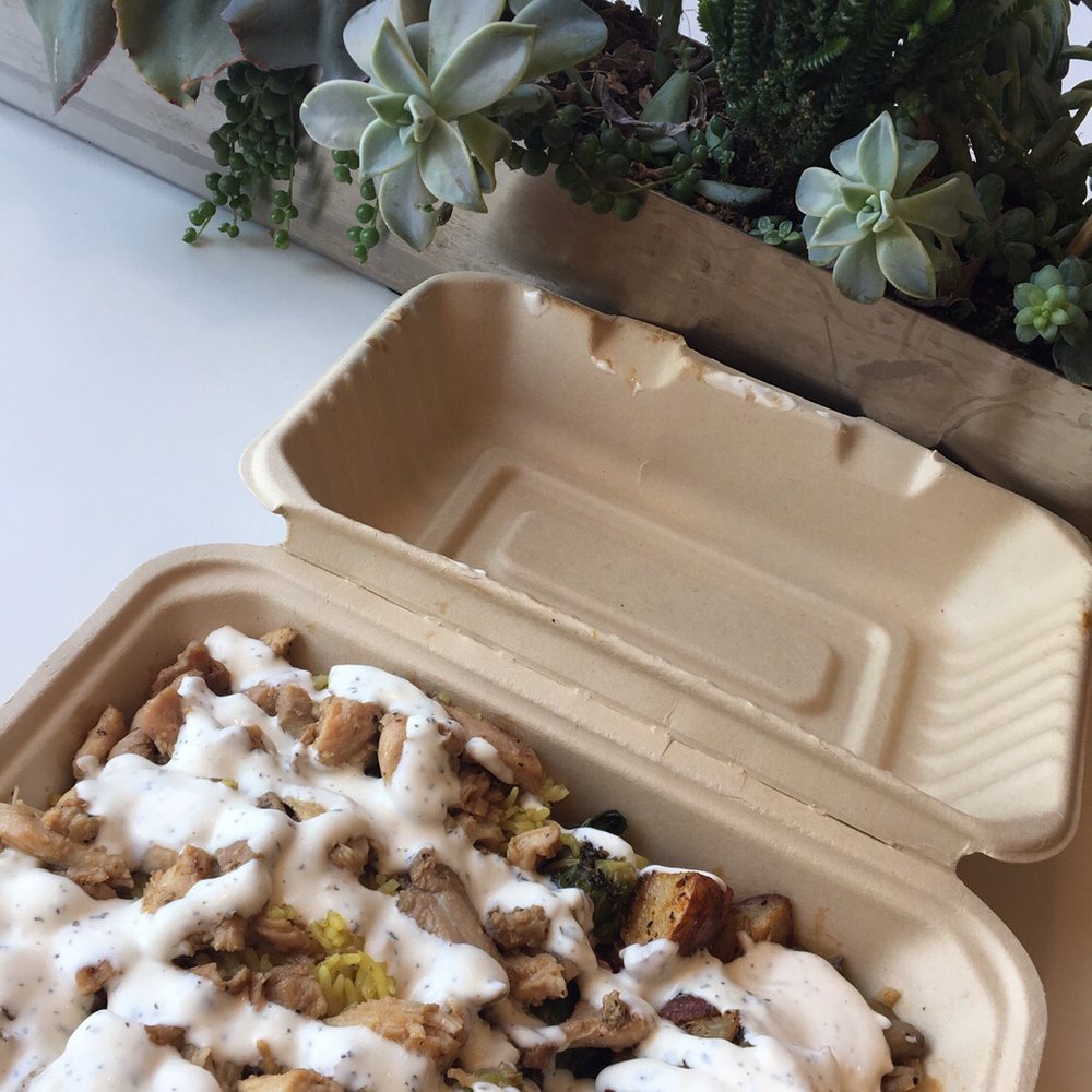 Chicken rice bowl and some cute cacti decor. Chicken rice bowl and some cute cacti decor.