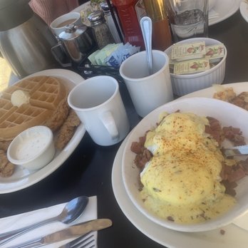 Stacks - Chicken & waffle; corned beef hash benedict - Breakfast & Brunch Near Me - Redwood City, California