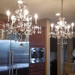 Vegan also installed 2 chandeliers on our kitchen island. Vegan also installed 2 chandeliers on our kitchen island.