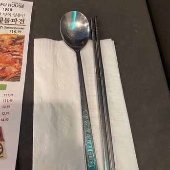 BCD Tofu House - Chopsticks go on the right side of the spoon. - Korean Near Me - Artesia, California BCD Tofu House - Chopsticks go on the right side of the spoon. - Korean Near Me - Artesia, California