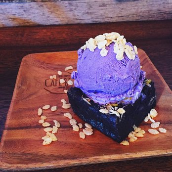 Cafe 86 - Halo-halo Bread Pudding with a scoop of Ube - Desserts Near Me - Artesia, California