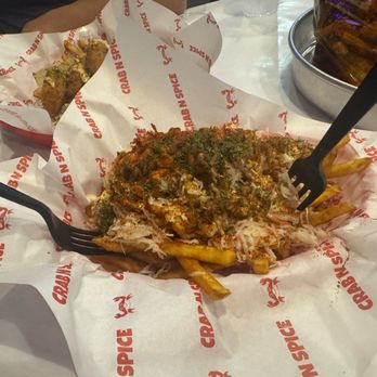 Crab N Spice - fries with crab mean (extra crab meat) - Seafood Near Me - Corona, California