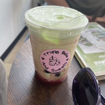 Triple Boba And Sweets - Dew-licious (honeydew and strawberry) - Bubble Tea Near Me - Greenfield, Indiana Triple Boba And Sweets - Dew-licious (honeydew and strawberry) - Bubble Tea Near Me - Greenfield, Indiana