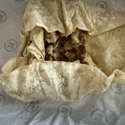 Chicken wrap which was all wrap with barely anything inside. Chicken wrap which was all wrap with barely anything inside.