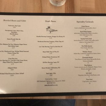 The Royal Tern - Drink menu - Seafood Near Me - Johns Island, South Carolina The Royal Tern - Drink menu - Seafood Near Me - Johns Island, South Carolina