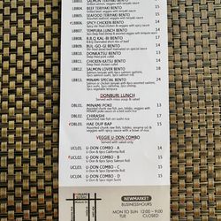 Minami sushi - Newmarket - Lunch menu