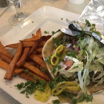 Eat Greek - Lunch special gyro & sweet potato fries. Compared to others I only received a 1/2 order of fries, they must have ran out. - Mediterranean Near Me - Lewis Center, Ohio Eat Greek - Lunch special gyro & sweet potato fries. Compared to others I only received a 1/2 order of fries, they must have ran out. - Mediterranean Near Me - Lewis Center, Ohio