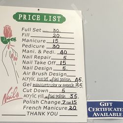 K Nails - Price List