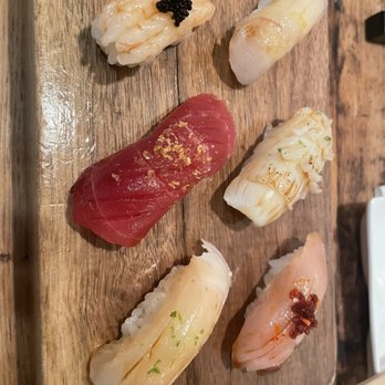 MOKO - First 6 pieces. Rice was bland and fish was mushy. Only the squid had a different texture. - Japanese Near Me - New York, New York