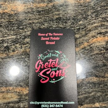 Gretel and Sons - Gretel & Sons Soul Food business card - Soul Food Near Me - Westbury, New York