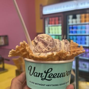 Van Leeuwen Ice Cream - Marionberry Cheesecake in a waffle cup. 3 scoops. - Ice Cream & Frozen Yogurt Near Me - Boston, Massachusetts