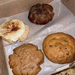 Half Baked Goodness - Top left: keto crème brûlée Bottom left: keto peanut butter Top right: keto snickerdoodle Bottom right: regular chocolate chip
