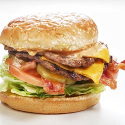 Super Teriyaki - Our delicious and tender, Double Cheese Burger,adding bacon. Don't miss it!