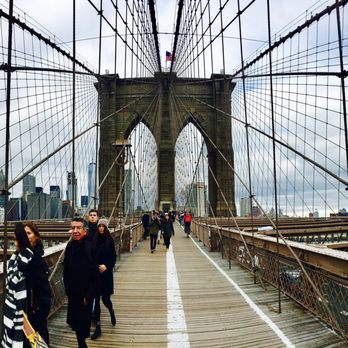 Brooklyn Bridge - Walkers to the left and bicycles to the right. - Landmarks & Historical Buildings Near Me - Brooklyn, New York