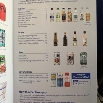 Southwest Airlines - 7/2/23 From Oakland to Burbank, I should've taken advantage of this beverage menu... - Airlines Near Me - Oakland, California Southwest Airlines - 7/2/23 From Oakland to Burbank, I should've taken advantage of this beverage menu... - Airlines Near Me - Oakland, California