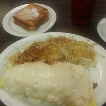 Avalon Diner - Chicken fried steak omelet and hashbrowns. - Diners Near Me - Houston, Texas