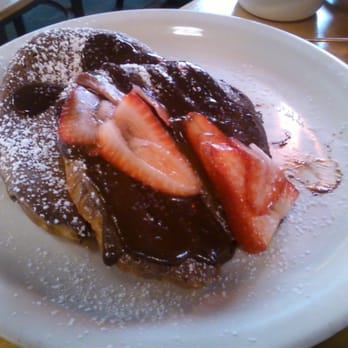 The Peach Cafe - Chocolate Croissant French Toast. $8.95. Chocolate batter on the cut side of croissant with chocolate syrup. - New American Near Me - Monrovia, California The Peach Cafe - Chocolate Croissant French Toast. $8.95. Chocolate batter on the cut side of croissant with chocolate syrup. - New American Near Me - Monrovia, California