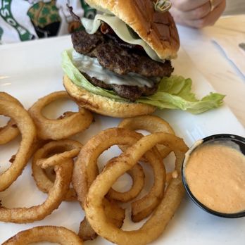 Kekes Breakfast Cafe - Double bacon cheeseburger with onion rings. My husband really enjoyed it. - Breakfast & Brunch Near Me - Clarksville, Tennessee Kekes Breakfast Cafe - Double bacon cheeseburger with onion rings. My husband really enjoyed it. - Breakfast & Brunch Near Me - Clarksville, Tennessee