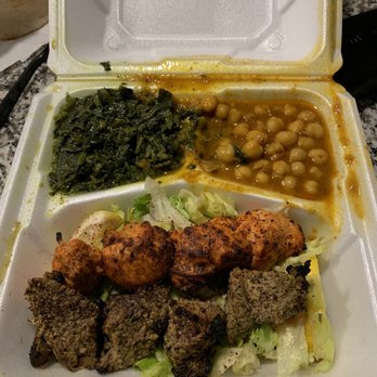 Kabob BQ - Combo 4 - Lamb & Chicken Kabob w/ a Side of Spinach and Chicpeas - Afghan Near Me - Waldorf, Maryland