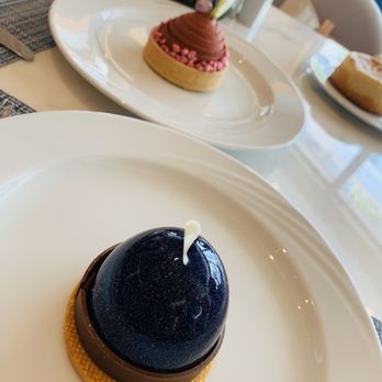 Halekulani Bakery - Cassis and Strawberry chestnuts cakes. Cassis Chocolate Mousse is so pretty. - Bakeries Near Me - Honolulu, Hawaii