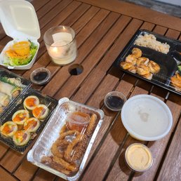 a variety of food on a table