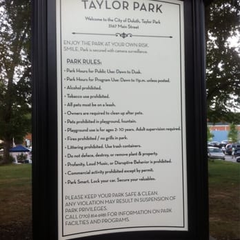 Taylor Park - Park rules - Parks Near Me - Duluth, Georgia Taylor Park - Park rules - Parks Near Me - Duluth, Georgia