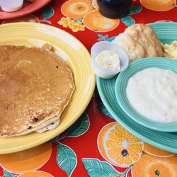 The Flying Biscuit Cafe - Flying Biscuit Breakfast (right) with pancake on side