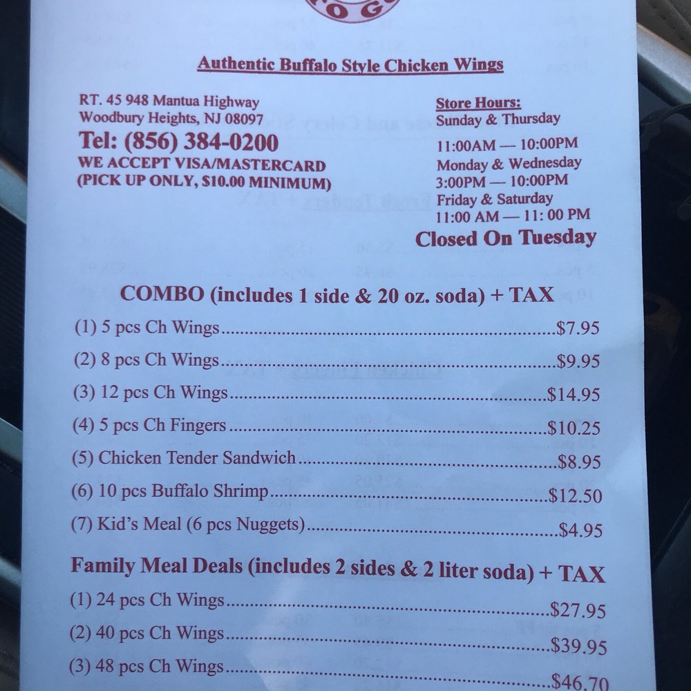 Wings To Go - Menu - Chicken Wings Near Me - Woodbury Heights, New Jersey Wings To Go - Menu - Chicken Wings Near Me - Woodbury Heights, New Jersey