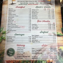 Caribbean Style Cuisine & Roti Shop - Menu for Roti Shop