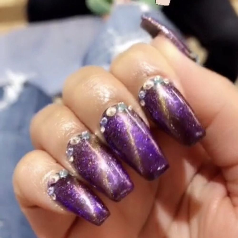 Top Nails - Galaxy Cat Eye nails with a little bling lol - Nail Salons Near Me - Whittier, California Top Nails - Galaxy Cat Eye nails with a little bling lol - Nail Salons Near Me - Whittier, California