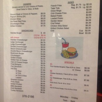 Handee Burger - Our lunch menu, served all day! - Burgers Near Me - Kingston, Tennessee