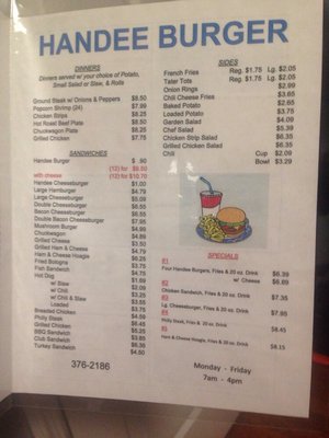 Menu photo 2 Handee Burger Kingston, TN Menu photo 2 Handee Burger Kingston, TN