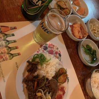 Arirang Korean Restaurant - beef bulgogi with white rice and some pickled sides - Korean Near Me - San Antonio, Texas