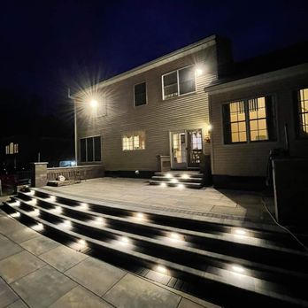 Morales Masonry & Landscaping - steps leading to a home at night - Landscaping Near Me Morales Masonry & Landscaping - steps leading to a home at night - Landscaping Near Me