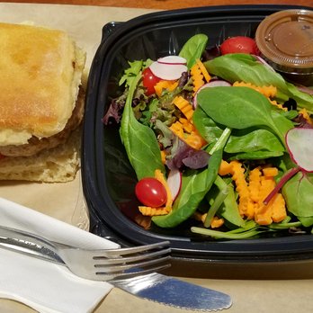 Fritz's Restaurant - Greek style turkey burger with a side house salad. - American Near Me - New Brunswick, New Jersey Fritz's Restaurant - Greek style turkey burger with a side house salad. - American Near Me - New Brunswick, New Jersey