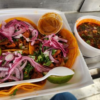 El Cabo Pepe's - Three al pastor birria tacos with consomme - Tacos Near Me - Los Angeles, California El Cabo Pepe's - Three al pastor birria tacos with consomme - Tacos Near Me - Los Angeles, California