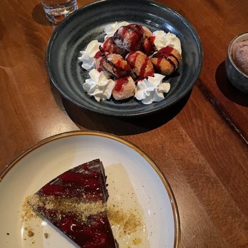 Sage Leaf - Chocolate ganache tart and donut holes - New American Near Me - Incline Village, Nevada Sage Leaf - Chocolate ganache tart and donut holes - New American Near Me - Incline Village, Nevada