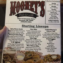 Mooney's Pub & Grill - Menu