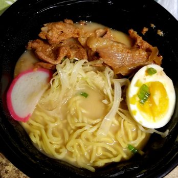 Teriyaki Kitchen - Pork Ramen, with hard-boiled egg, kamoboko (fish slices), onions, and green onions - Japanese Near Me - Houston, Texas